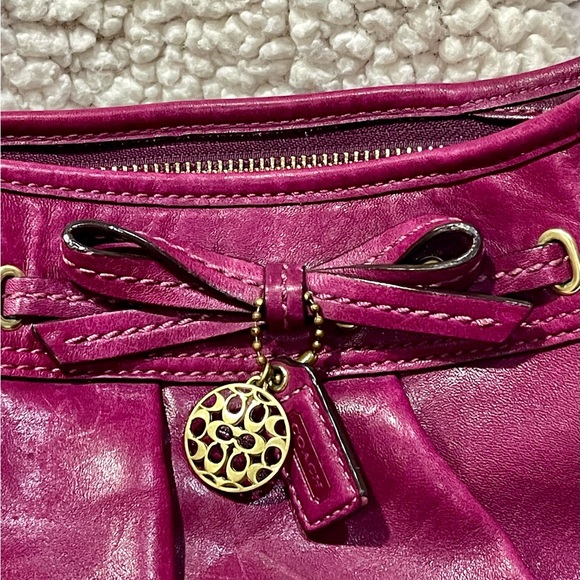 Coach Pleated Hamilton Hobo Leather Bag In Magenta Pink Shoulder Bag Vintage - Picture 3 of 10